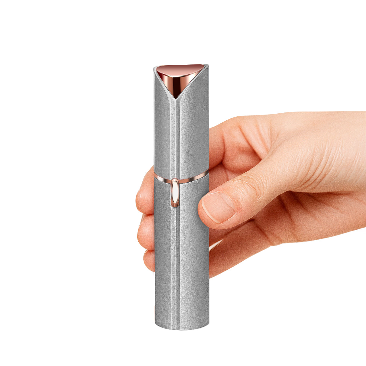 Aestetia silver hair remover — held in hand